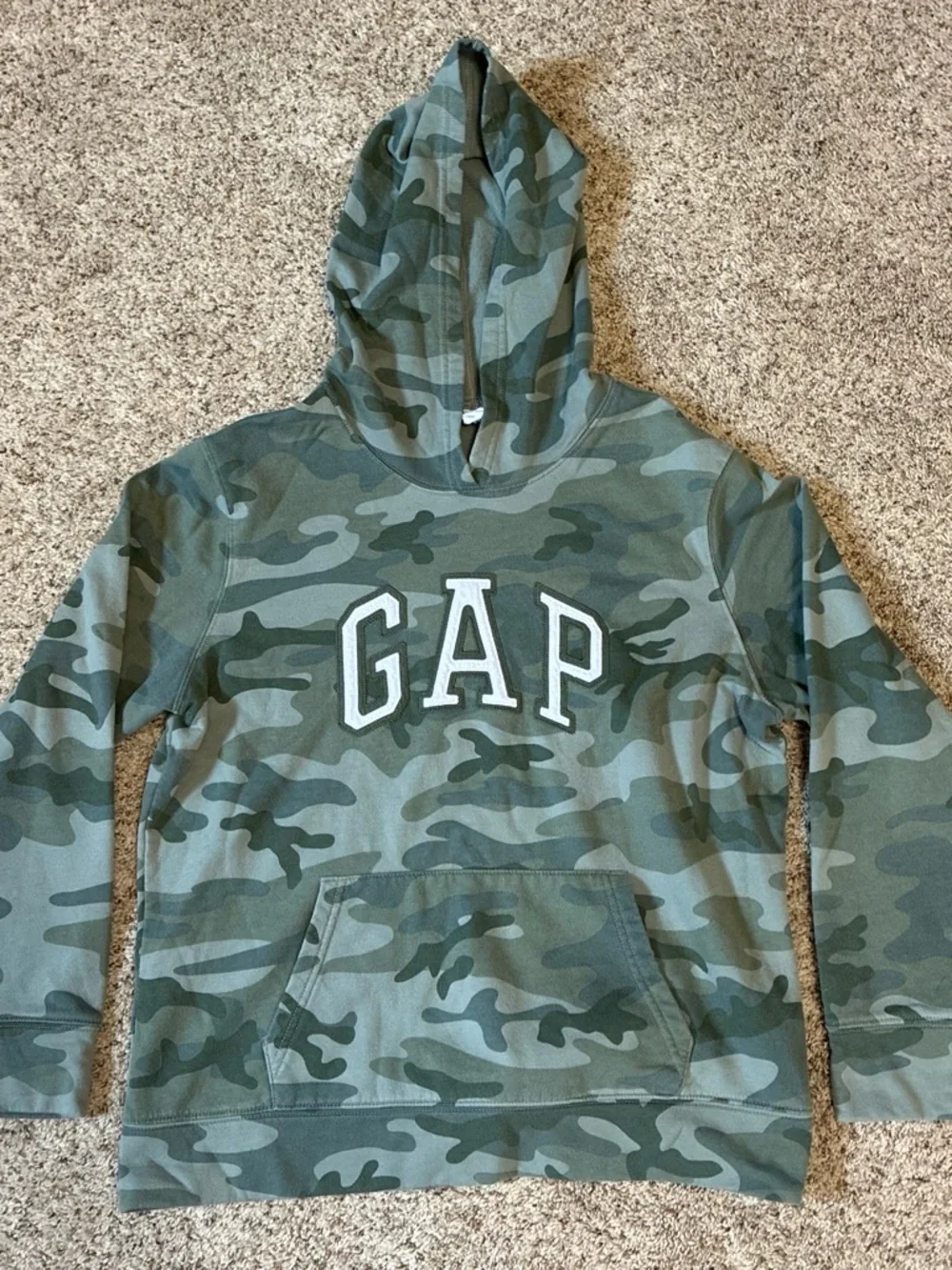 GAP Kids Green Camo Hooded Sweatshirt